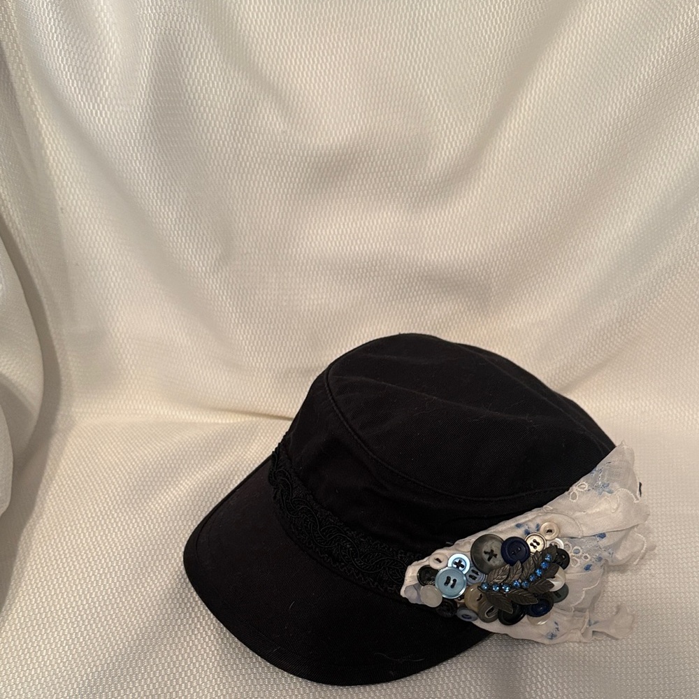 Handmade‎ Black Women's Hat with Decorative Accents